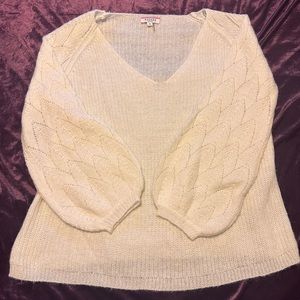 Cream sweater with puff sleeves, size 1x from Andreé by Unit